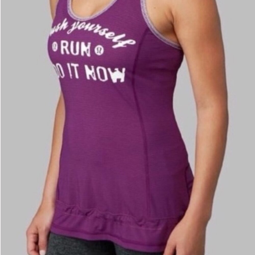 Lululemon  ^* Run Energy Tank Push Yourself Do It Now EUC 10